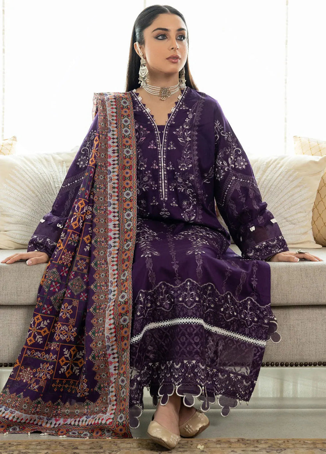 Samah By Aik Atelier Embroidered Lawn Suit Unstitched 3 Piece AIK24S Look-03 - Summer Collection