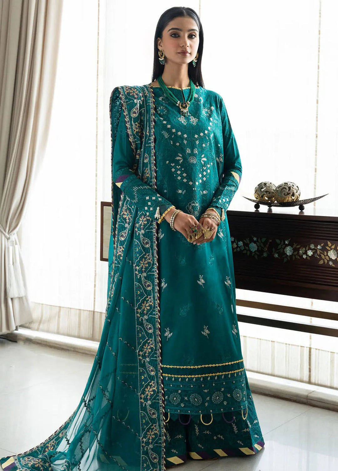 Samah By Aik Atelier Embroidered Lawn Suit Unstitched 3 Piece AIK24S Look-04 - Summer Collection