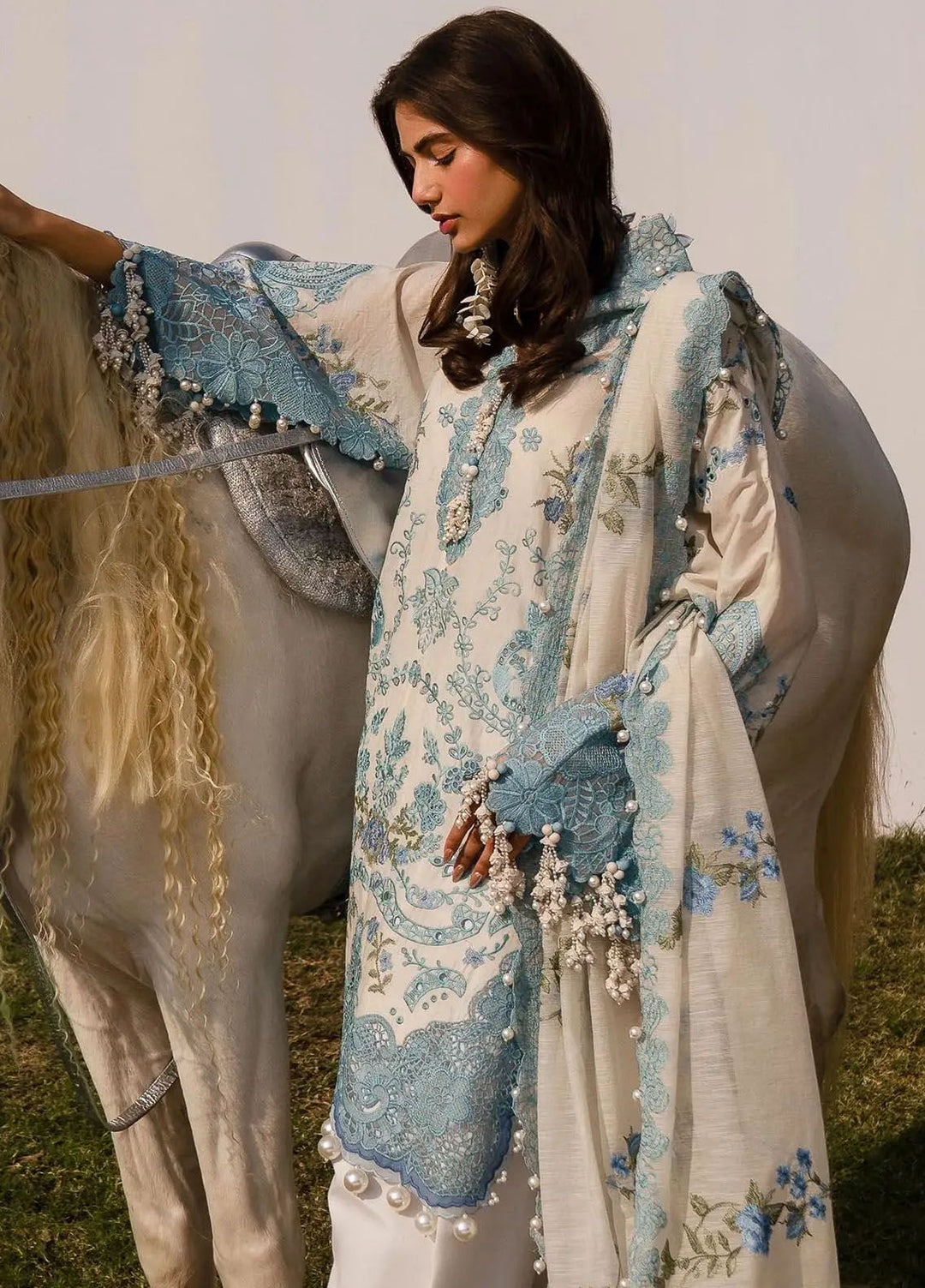 Sana Safinaz Embroidered Lawn Suits Unstitched 3 Piece SS24UL 4A - Luxury Collection