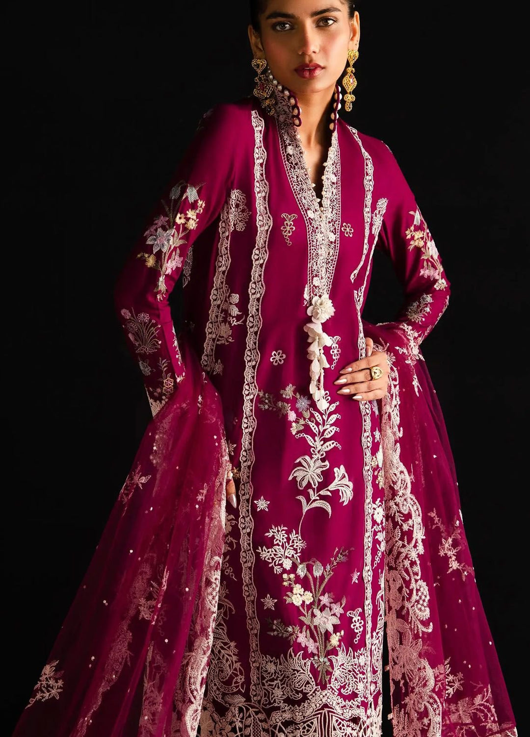 Sana Safinaz Embroidered Lawn Suits Unstitched 3 Piece SS24UL 7B - Luxury Collection