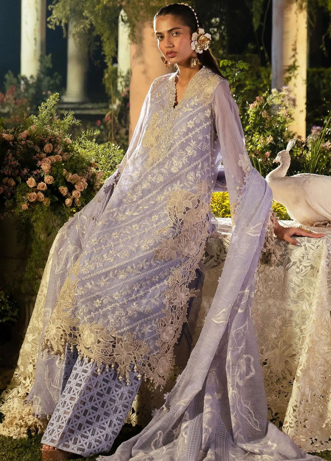 Sana Safinaz Embroidered Net Suits Unstitched 3 Piece SS24UL 10B - Luxury Collection
