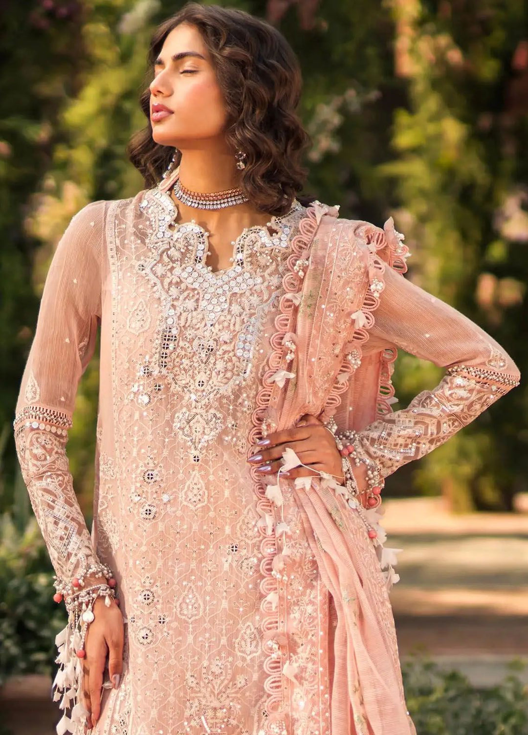 Sana Safinaz Embroidered Net Suits Unstitched 3 Piece SS24UL 6A - Luxury Collection