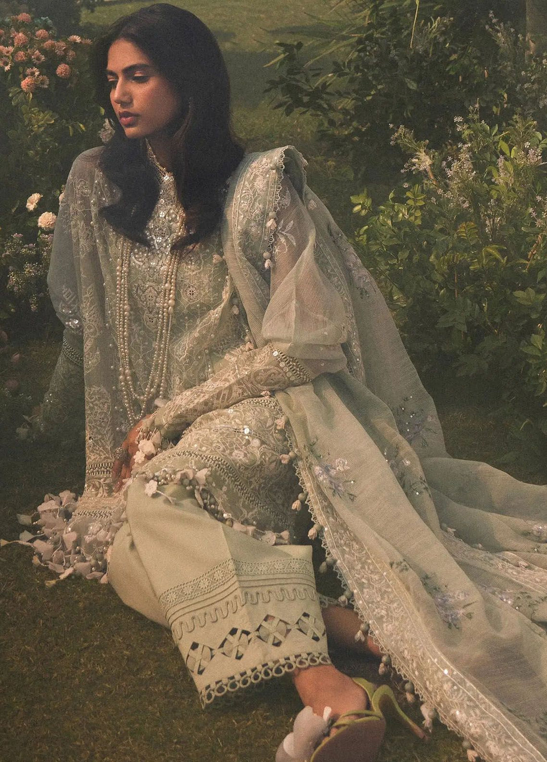 Sana Safinaz Embroidered Net Suits Unstitched 3 Piece SS24UL 6B - Luxury Collection