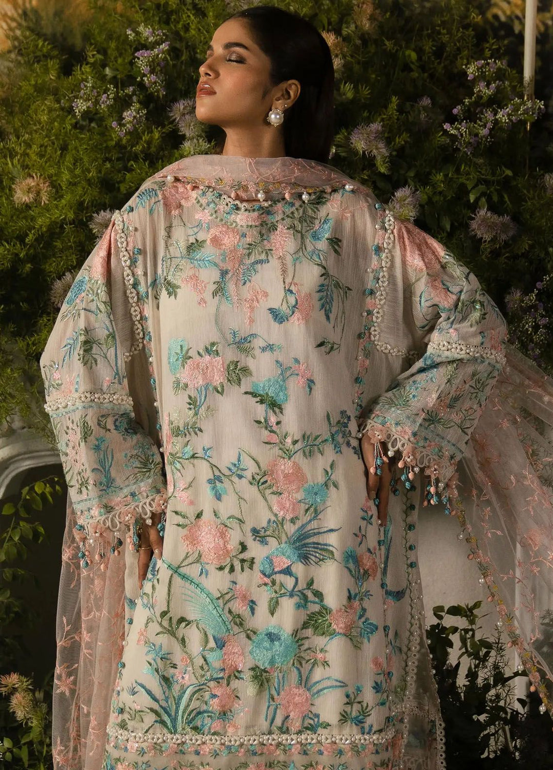 Sana Safinaz Embroidered Net Suits Unstitched 3 Piece SS24UL 9B - Luxury Collection