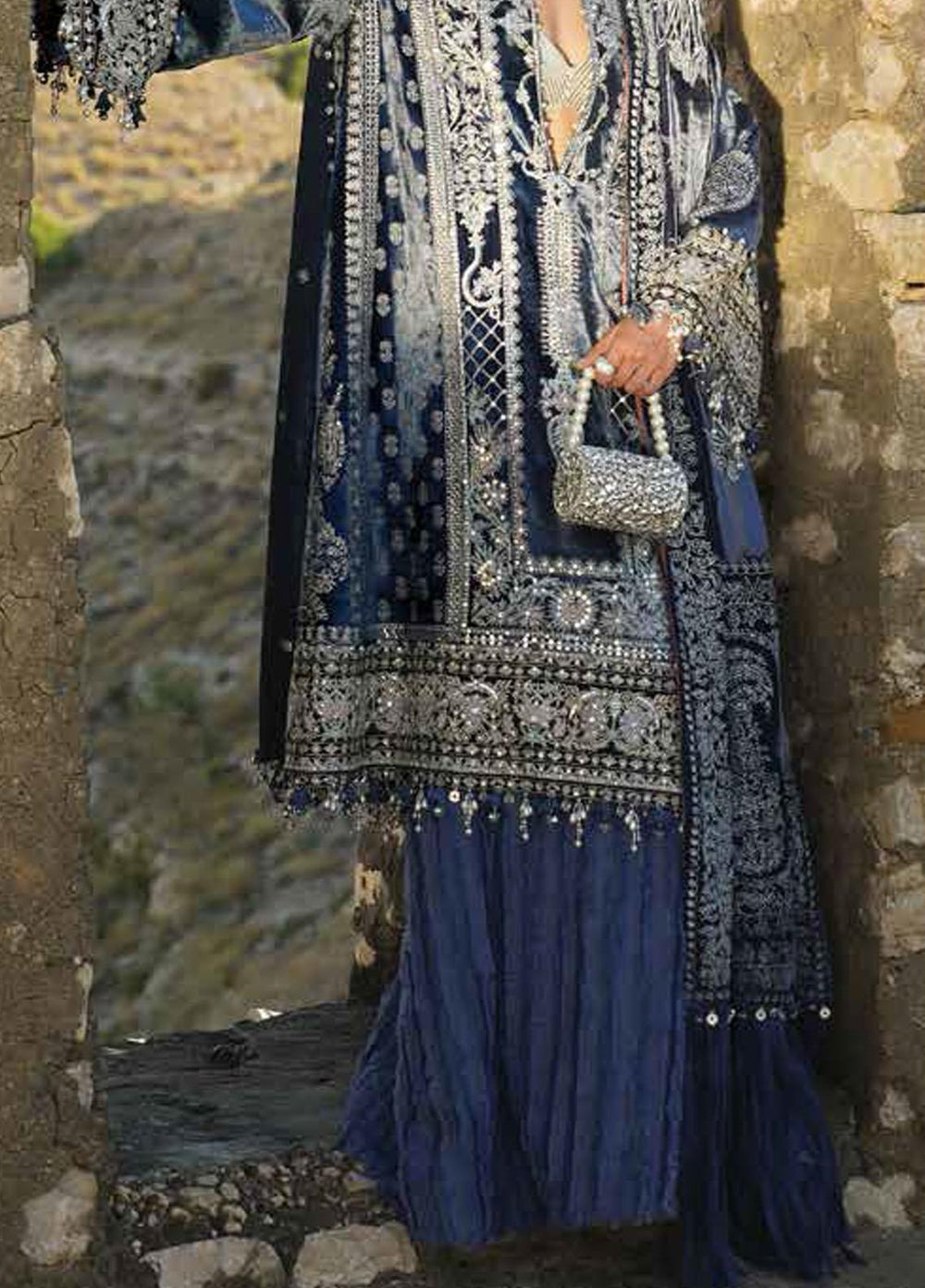 Sana Safinaz Embroidered Velvet Suits Unstitched 3 Piece SS23WL D-05 - Luxury Collection