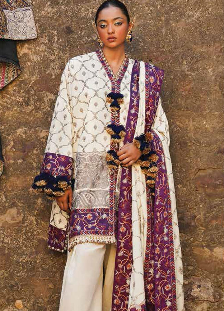 Sana Safinaz Embroidered Slub Suits Unstitched 3 Piece SS23WL D-5A - Luxury Collection