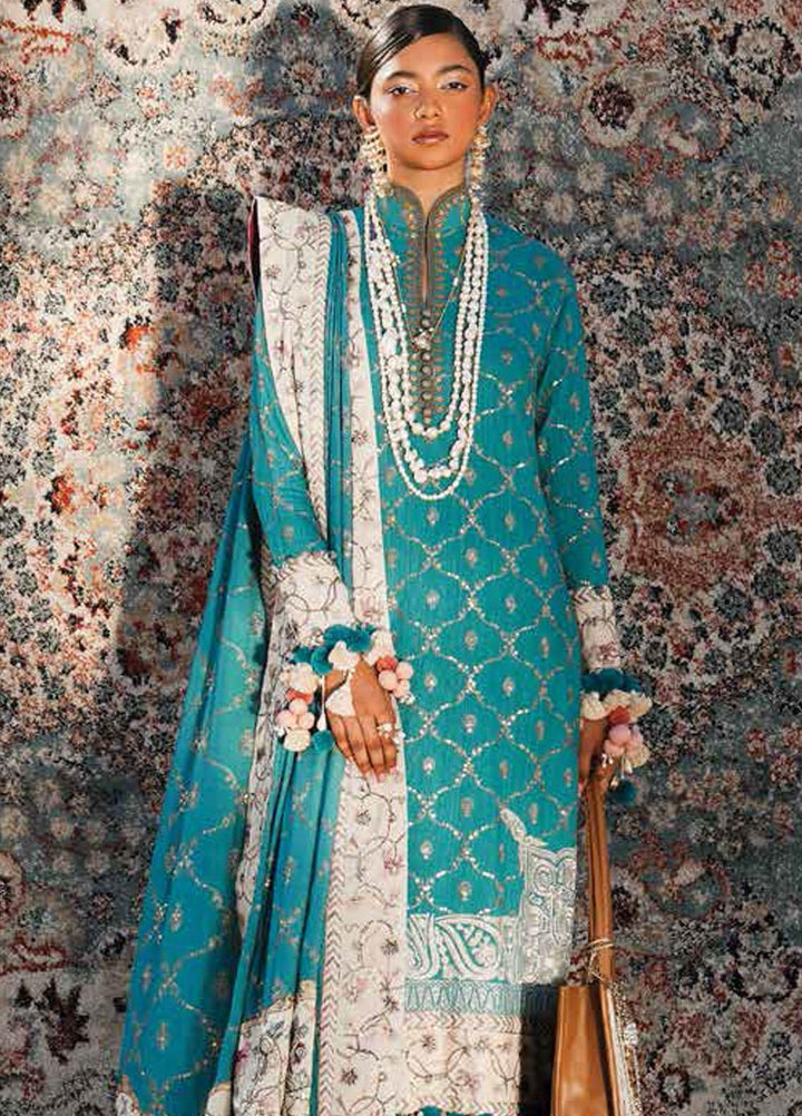 Sana Safinaz Embroidered Slub Suits Unstitched 3 Piece SS23WL D-5B - Luxury Collection