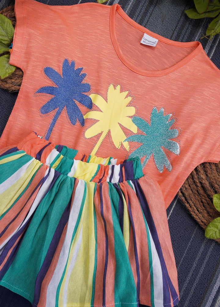 Sanaulla Exclusive Range Cotton Casual Suit for Girls -  131049 Orange