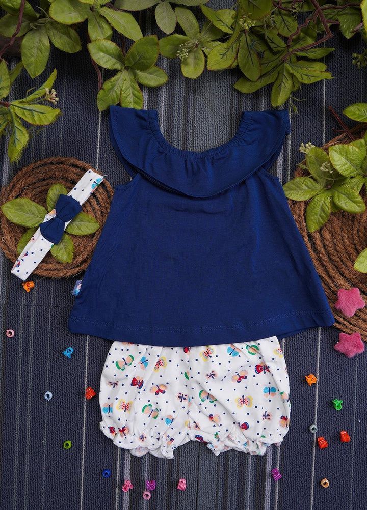Sanaulla Exclusive Range Cotton Casual Suit for Girls -  132086 Navy