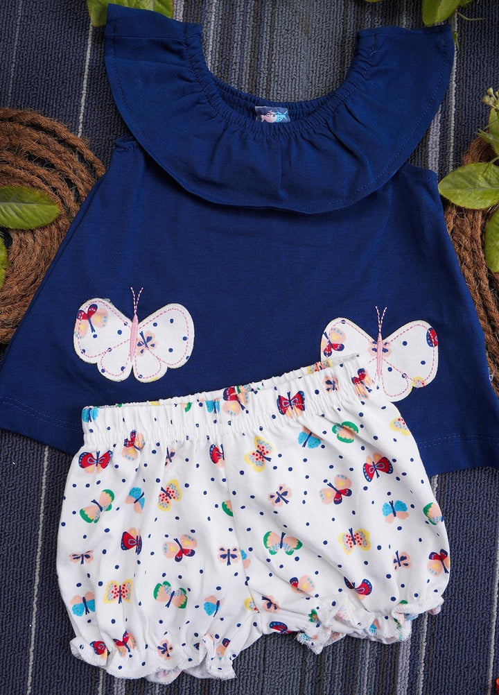 Sanaulla Exclusive Range Cotton Casual Suit for Girls -  132086 Navy