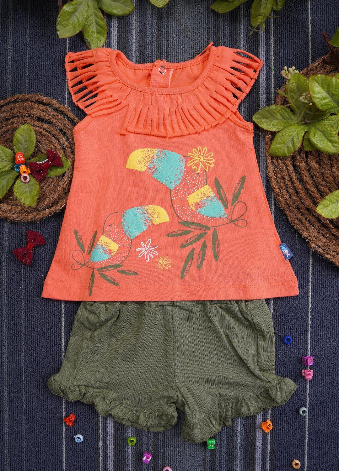 Sanaulla Exclusive Range Cotton Casual Girls Suit -  133101 Orange