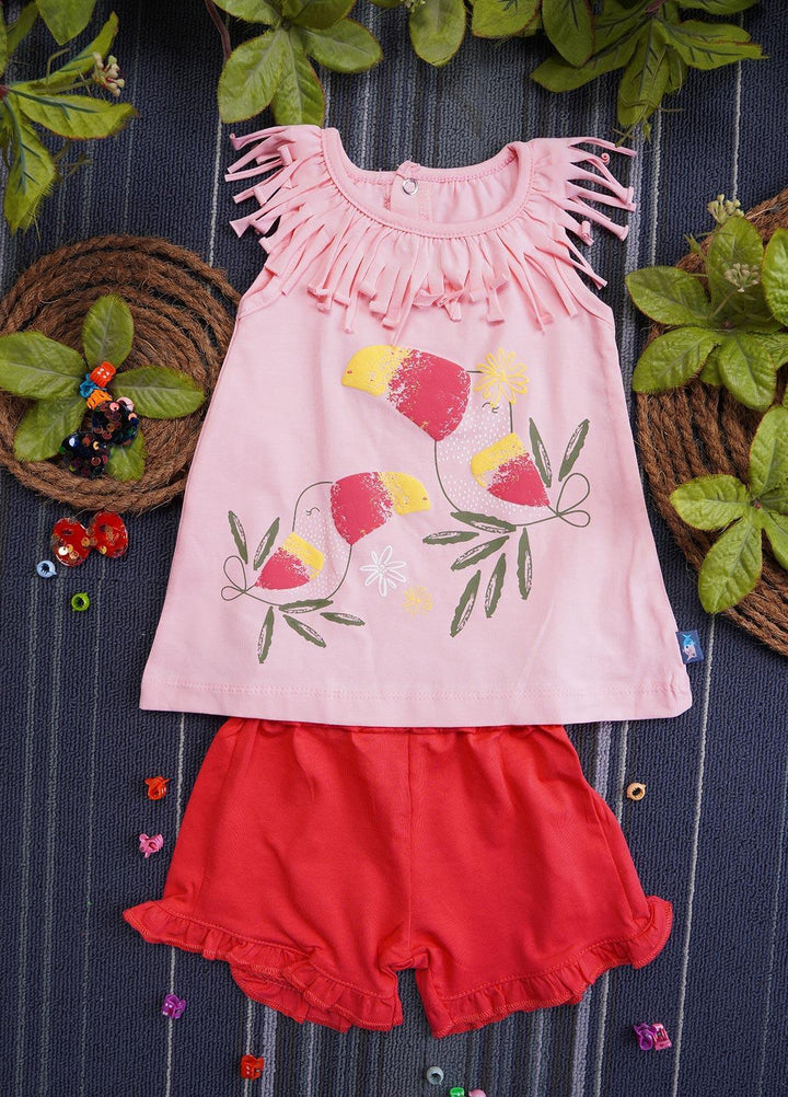 Sanaulla Exclusive Range Cotton Casual Suit for Girls -  133101 Pink