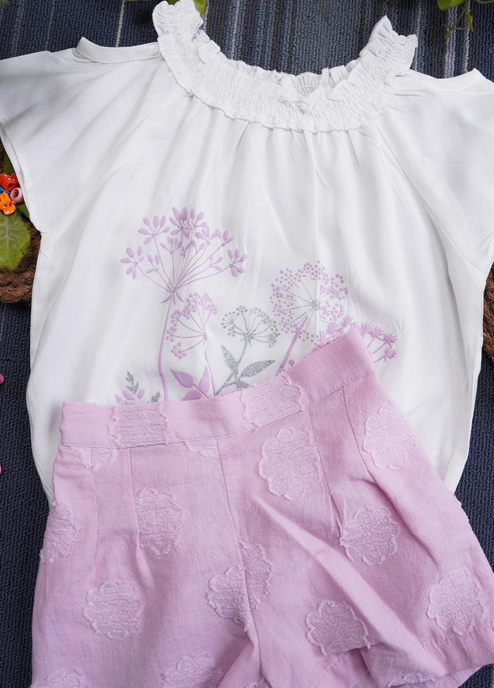 Sanaulla Exclusive Range Cotton Casual Girls Suit -  3625 White