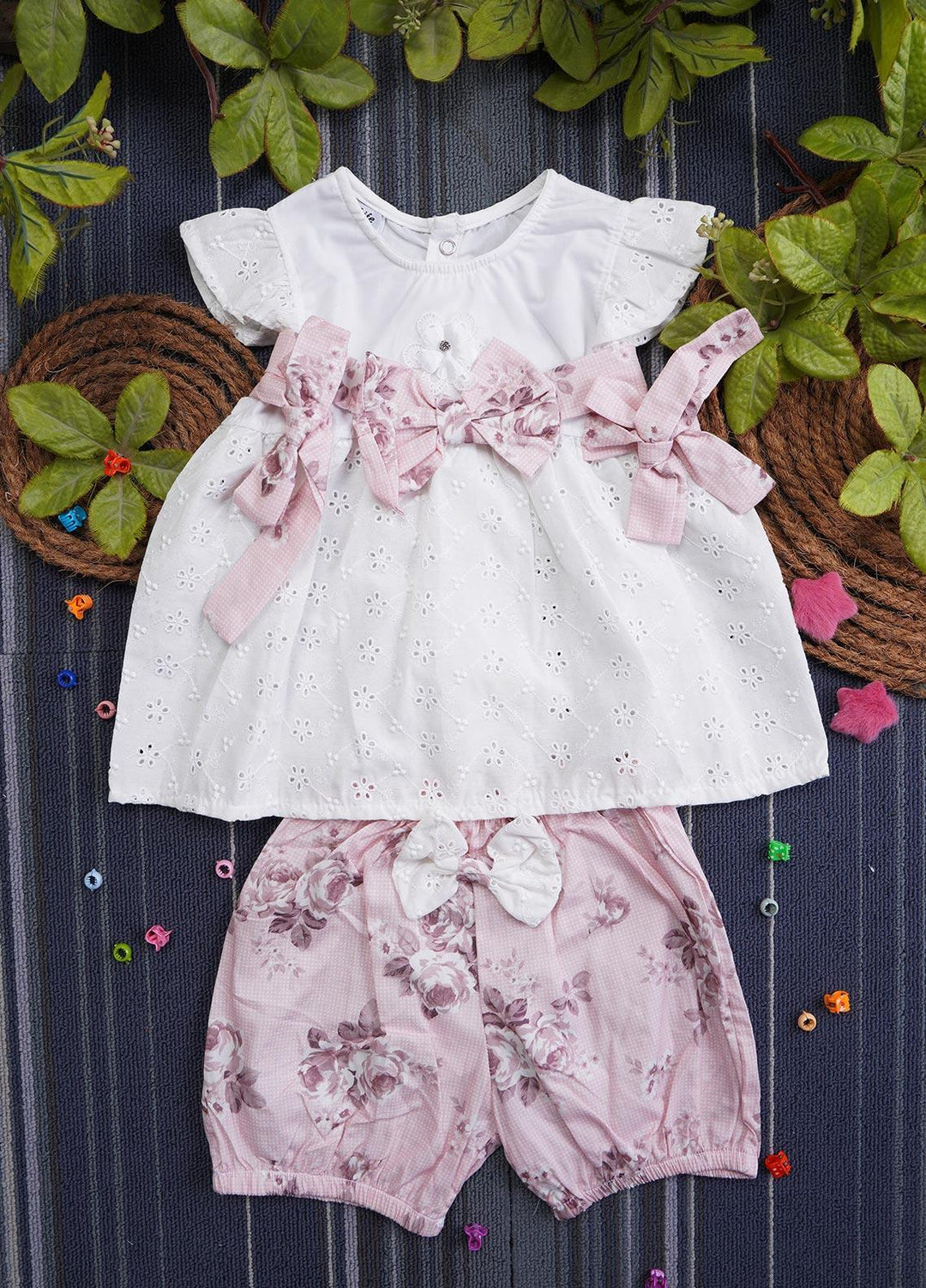 Sanaulla Exclusive Range Cotton Casual Girls Suit -  7009 White