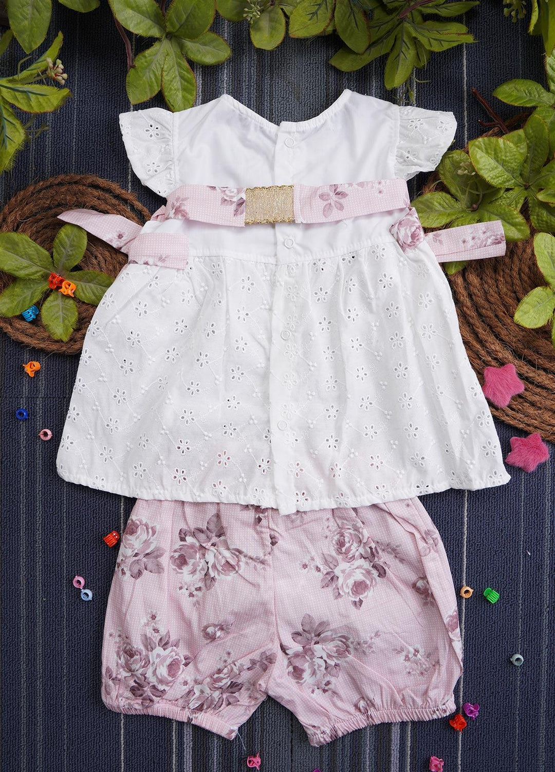 Sanaulla Exclusive Range Cotton Casual Girls Suit -  7009 White