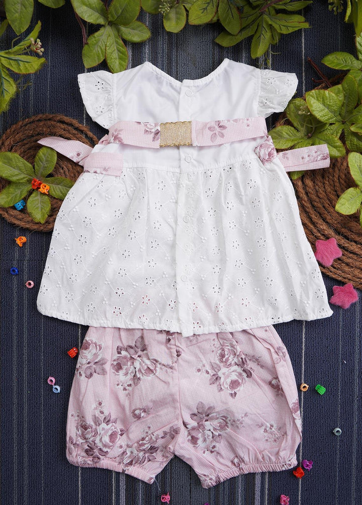 Sanaulla Exclusive Range Cotton Casual Girls Suit -  7009 White