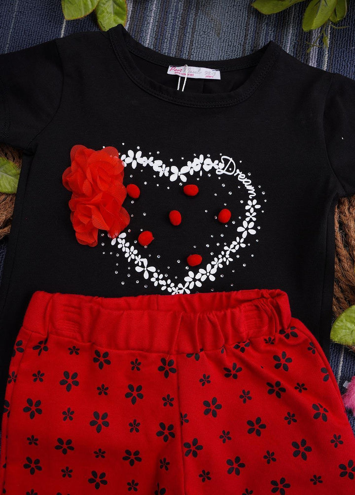 Sanaulla Exclusive Range Cotton Casual Suit for Girls -  8334 Black