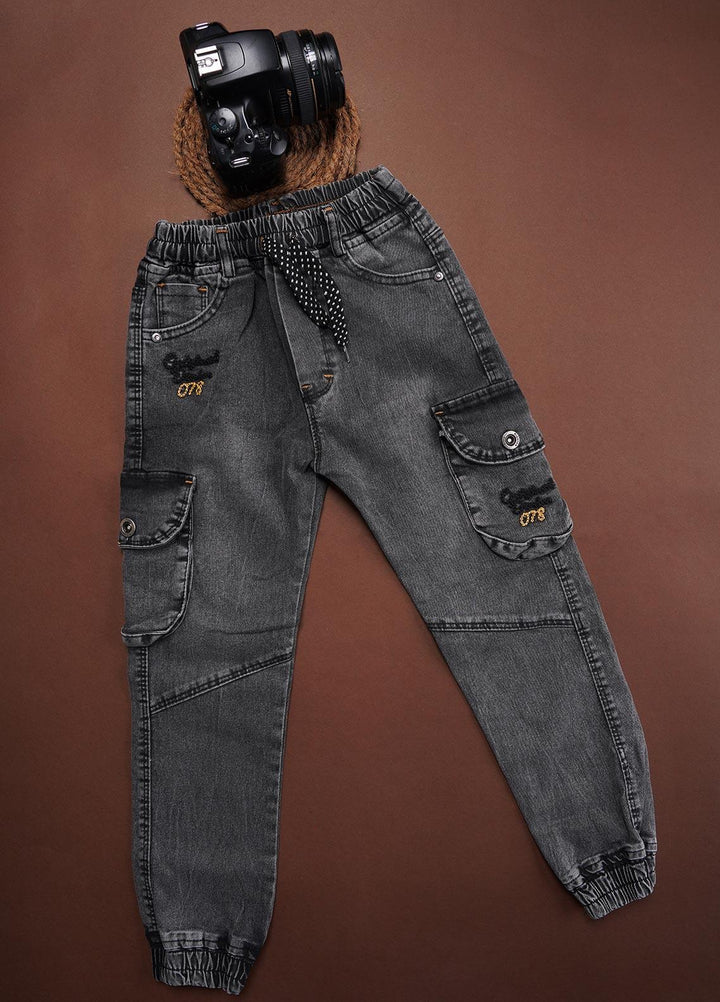 Sanaulla Exclusive Range Cotton Fancy Pants for Boys -  1271 D-Grey