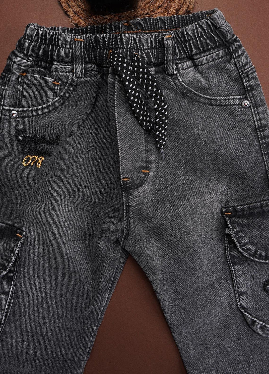 Sanaulla Exclusive Range Cotton Fancy Pants for Boys -  1271 D-Grey