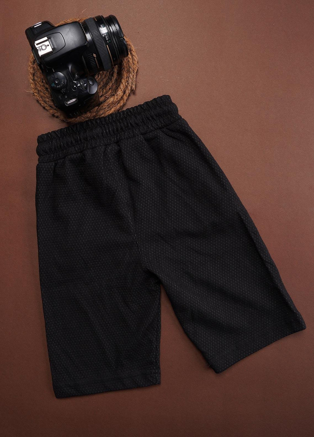 Sanaulla Exclusive Range Cotton Fancy Shorts for Boys -  348666 Black