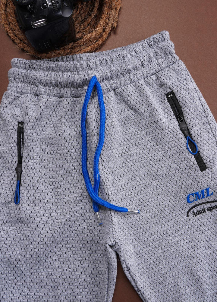 Sanaulla Exclusive Range Cotton Fancy Shorts for Boys -  348666 Grey Blue