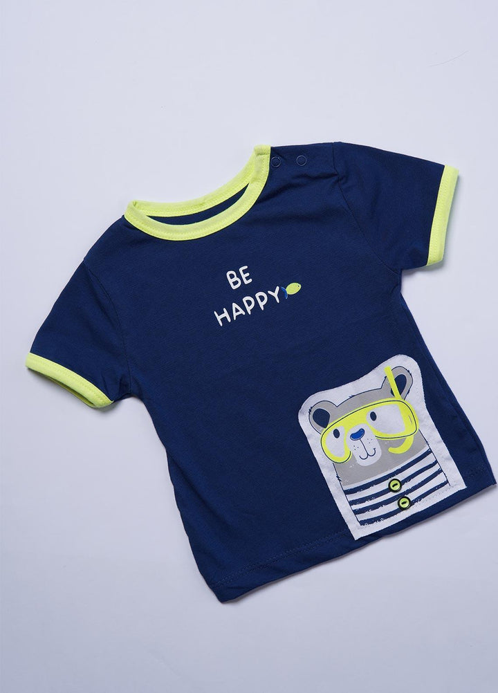 Sanaulla Exclusive Range Cotton Casual T-Shirts for Boys -  0045 Dark Blue