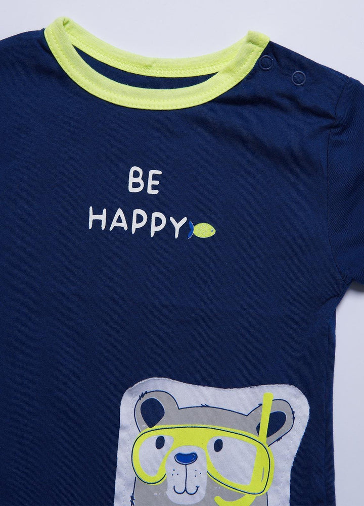 Sanaulla Exclusive Range Cotton Casual T-Shirts for Boys -  0045 Dark Blue