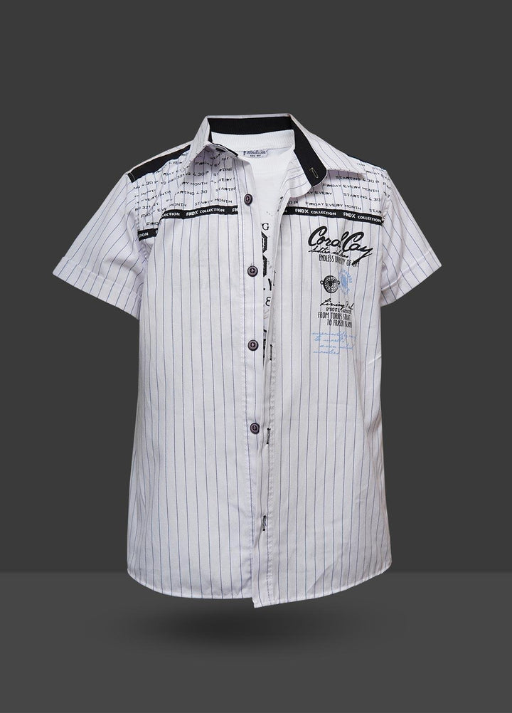 Sanaulla Exclusive Range  Fancy Shirts for Boys -  22369-3 White
