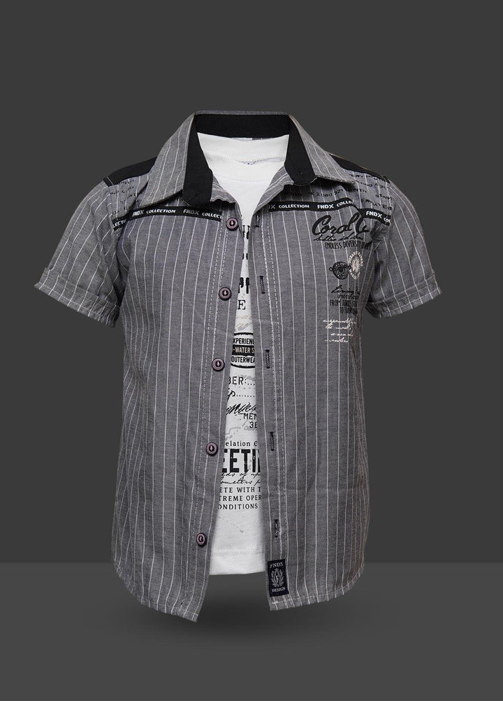 Sanaulla Exclusive Range  Fancy Shirts for Boys -  22366-3 Grey