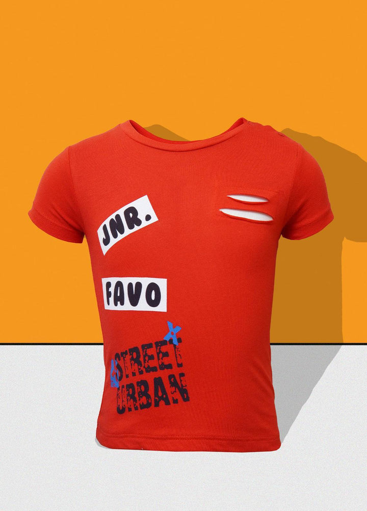 Sanaulla Exclusive Range   T-Shirts for Boys -  D-114648 Red