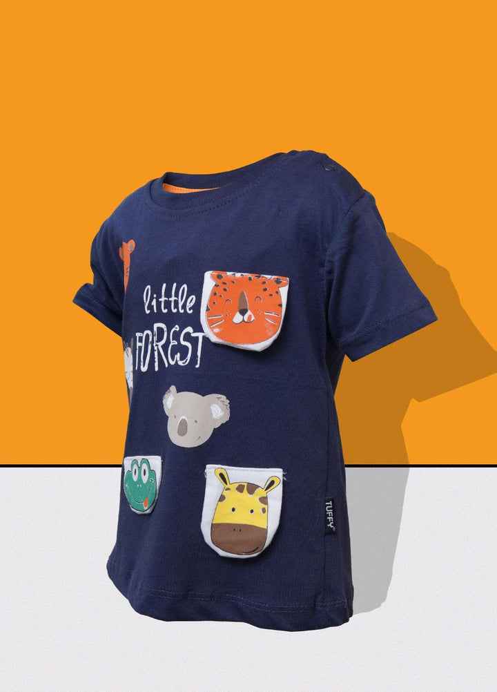 Sanaulla Exclusive Range   T-Shirts for Boys -  D-112239 Navy