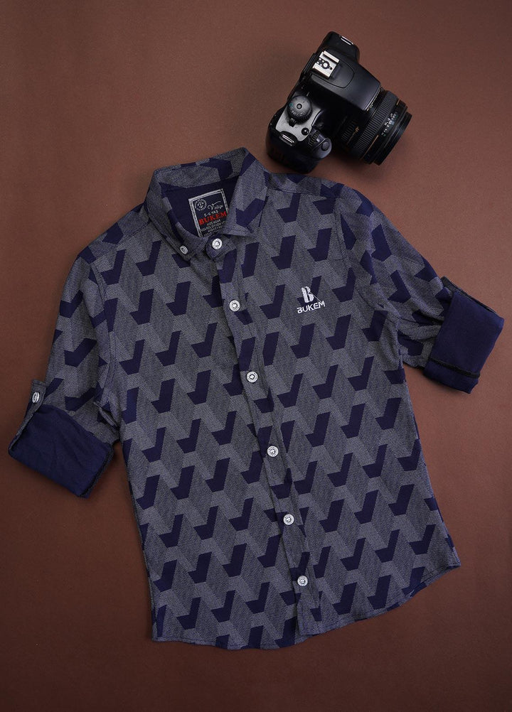 Sanaulla Exclusive Range Cotton Casual Shirts for Boys -  95 Dark Blue