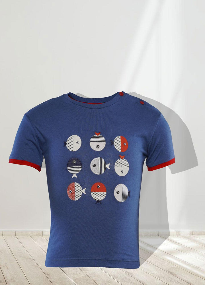 Sanaulla Exclusive Range   T-Shirts for Boys -  7511-1 Blue