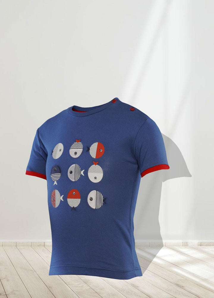 Sanaulla Exclusive Range   T-Shirts for Boys -  7511-1 Blue