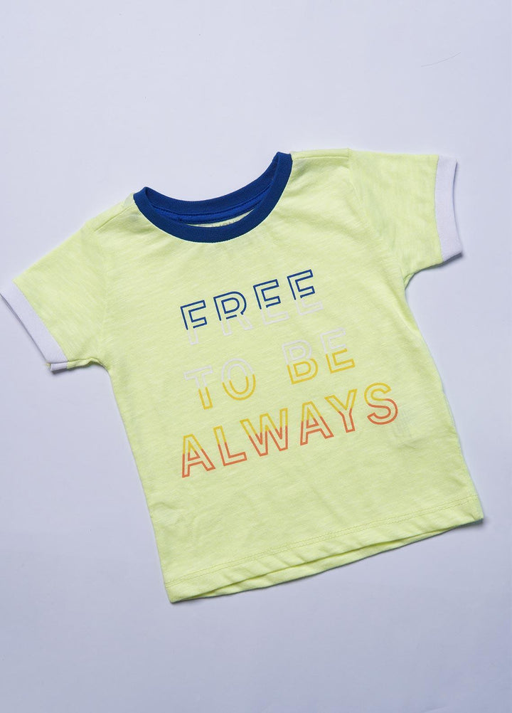 Sanaulla Exclusive Range Cotton Casual T-Shirts for Boys -  1016-2 L Lemon