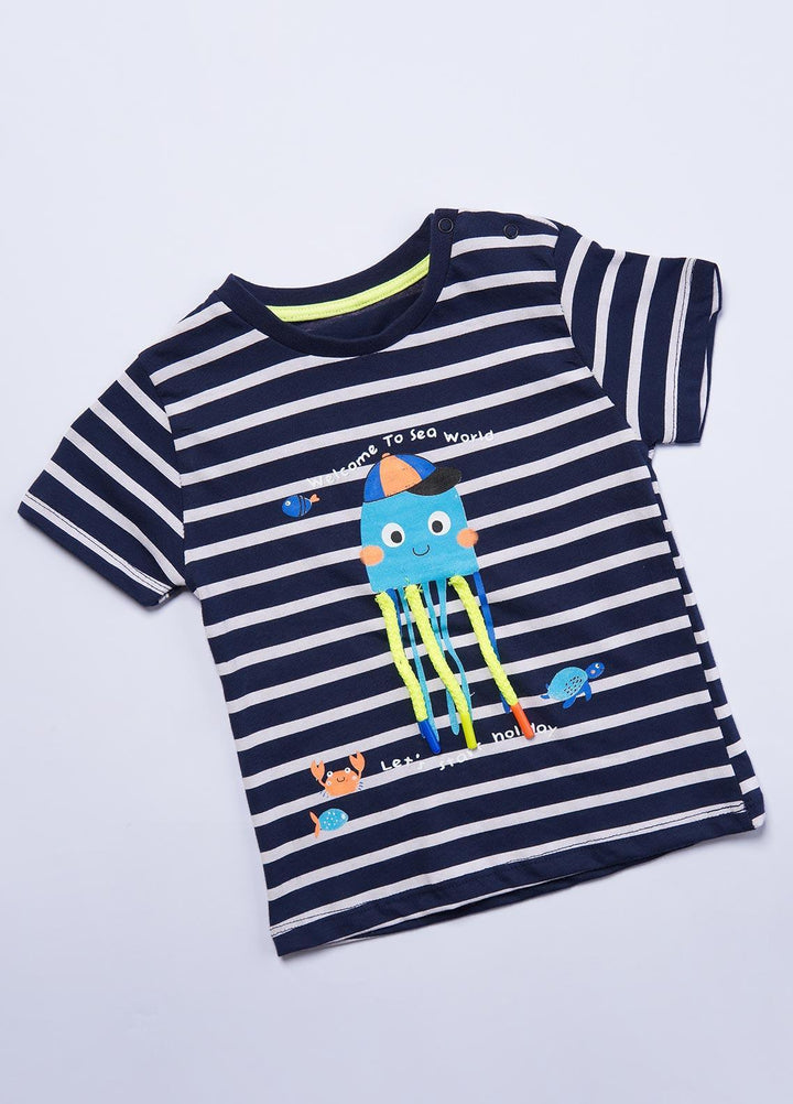 Sanaulla Exclusive Range Cotton Casual T-Shirts for Boys -  2009 Blue