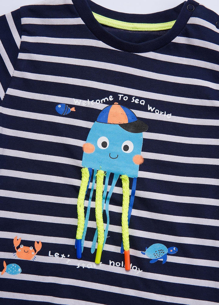 Sanaulla Exclusive Range Cotton Casual T-Shirts for Boys -  2009 Blue
