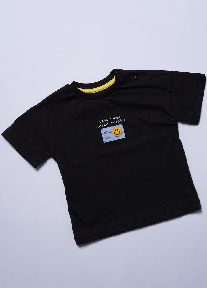 Sanaulla Exclusive Range Cotton Casual T-Shirts for Boys -  2032 Black
