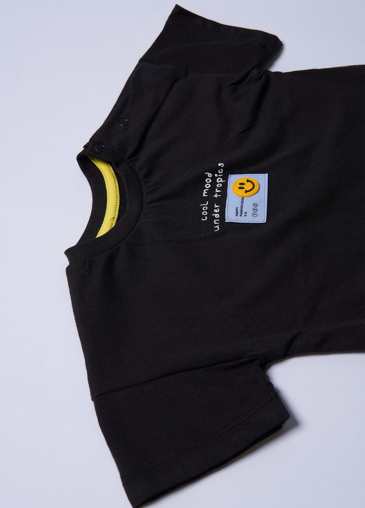 Sanaulla Exclusive Range Cotton Casual T-Shirts for Boys -  2032 Black