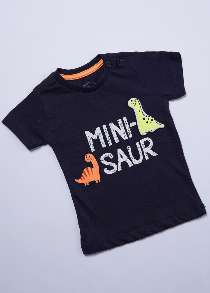 Sanaulla Exclusive Range Cotton Casual T-Shirts for Boys -  9703-1 Navy