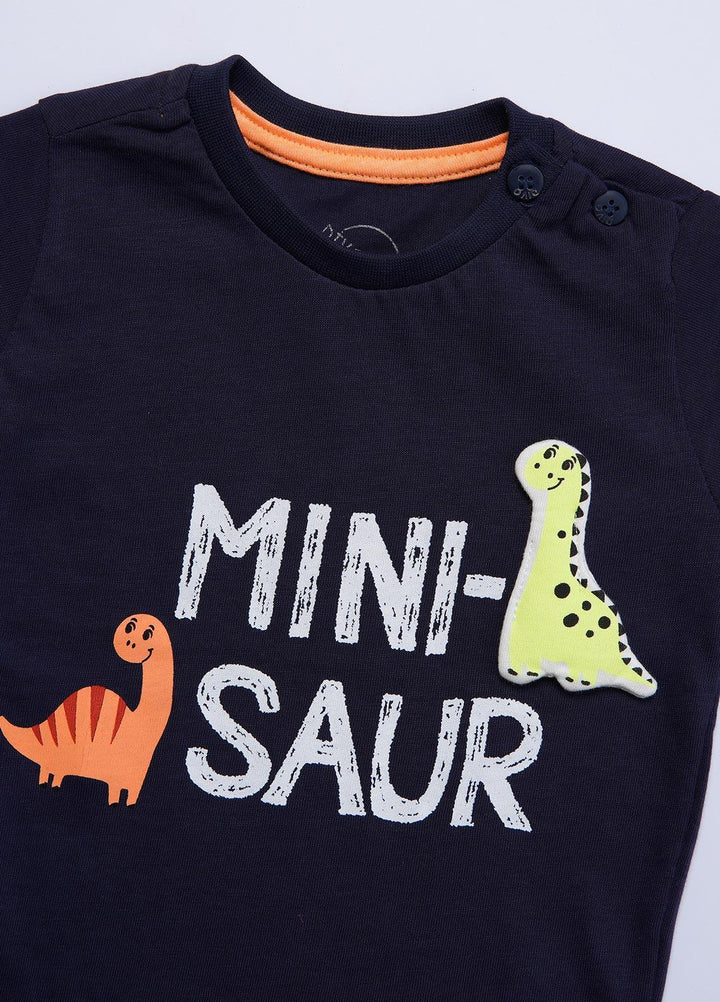 Sanaulla Exclusive Range Cotton Casual T-Shirts for Boys -  9703-1 Navy