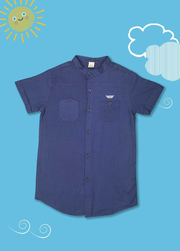 Sanaulla Exclusive Range Cotton Casual Boys Shirts -  1012 Navy Blue
