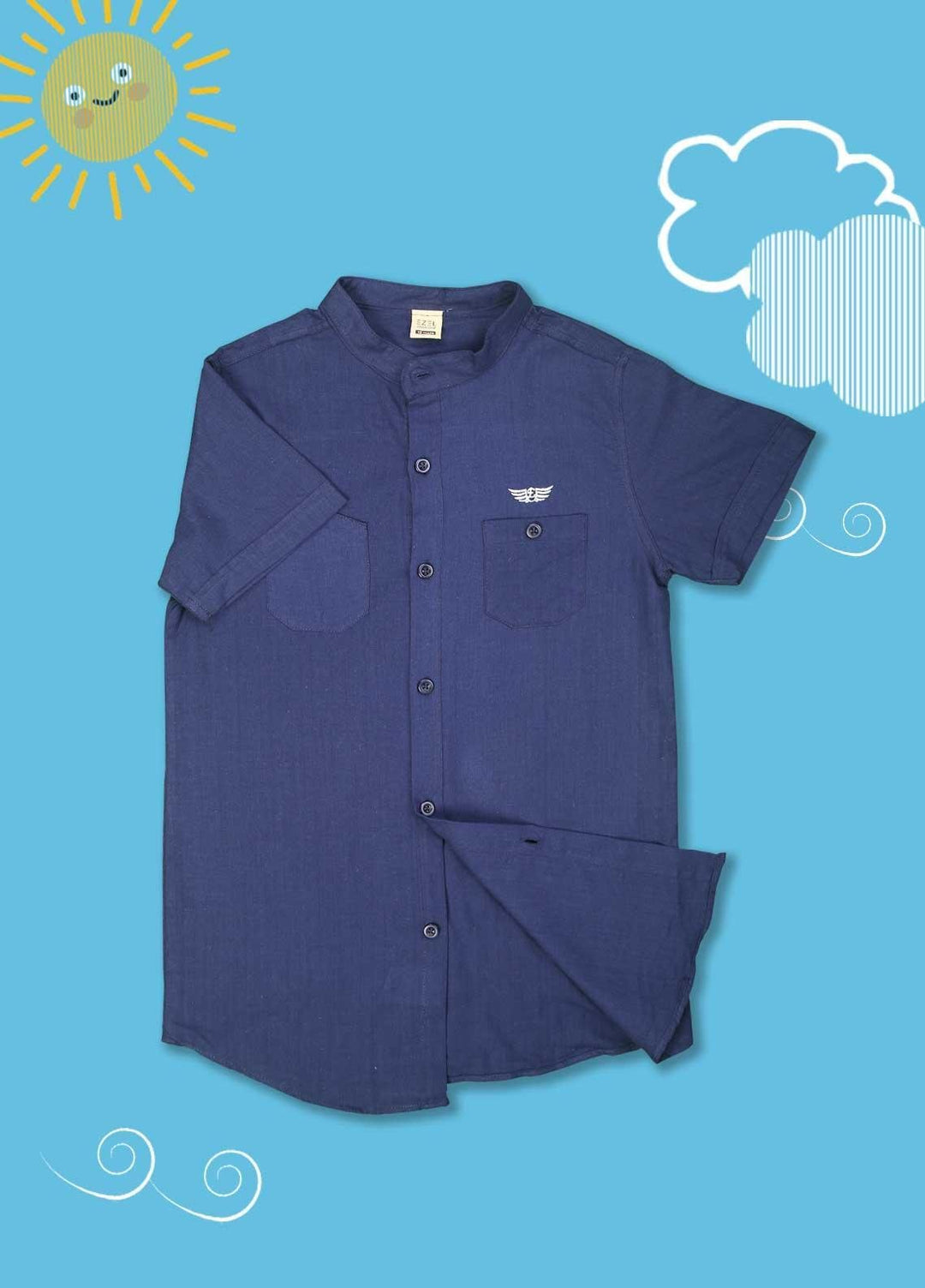 Sanaulla Exclusive Range Cotton Casual Boys Shirts -  1012 Navy Blue