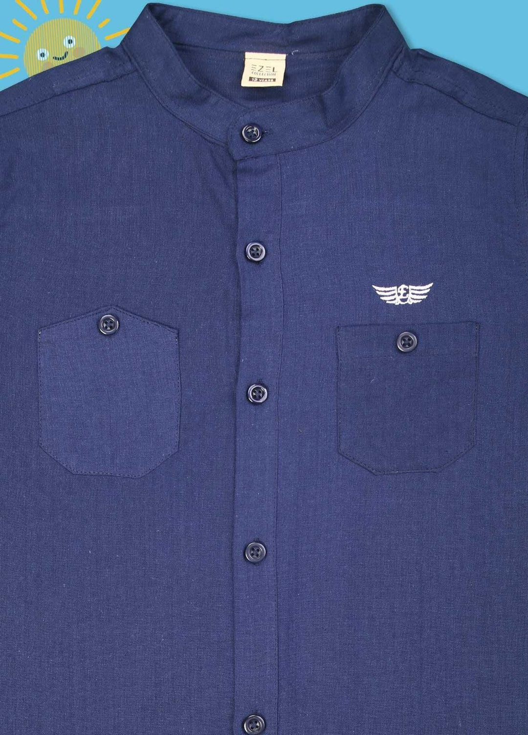 Sanaulla Exclusive Range Cotton Casual Boys Shirts -  1012 Navy Blue