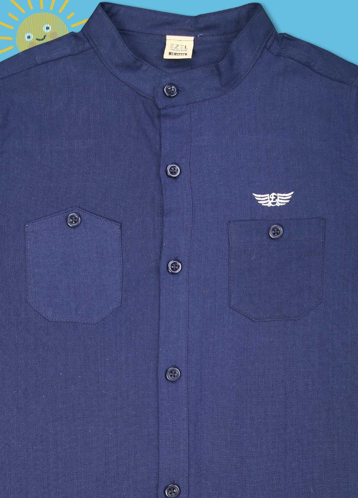 Sanaulla Exclusive Range Cotton Casual Boys Shirts -  1012 Navy Blue