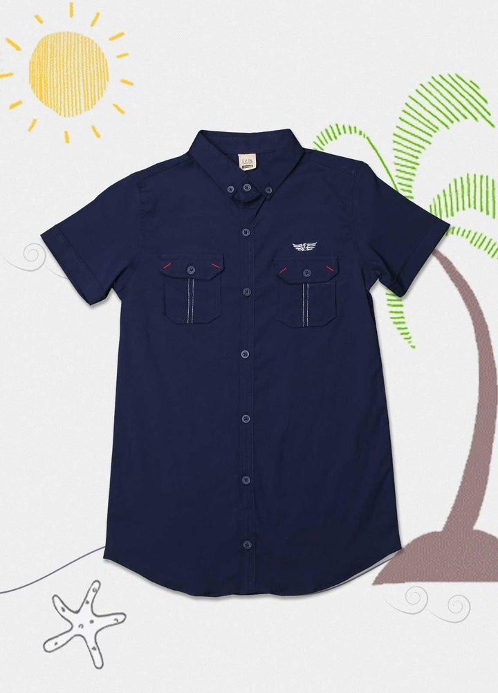 Sanaulla Exclusive Range Cotton Fancy Shirts for Boys -  1013 Navy Blue
