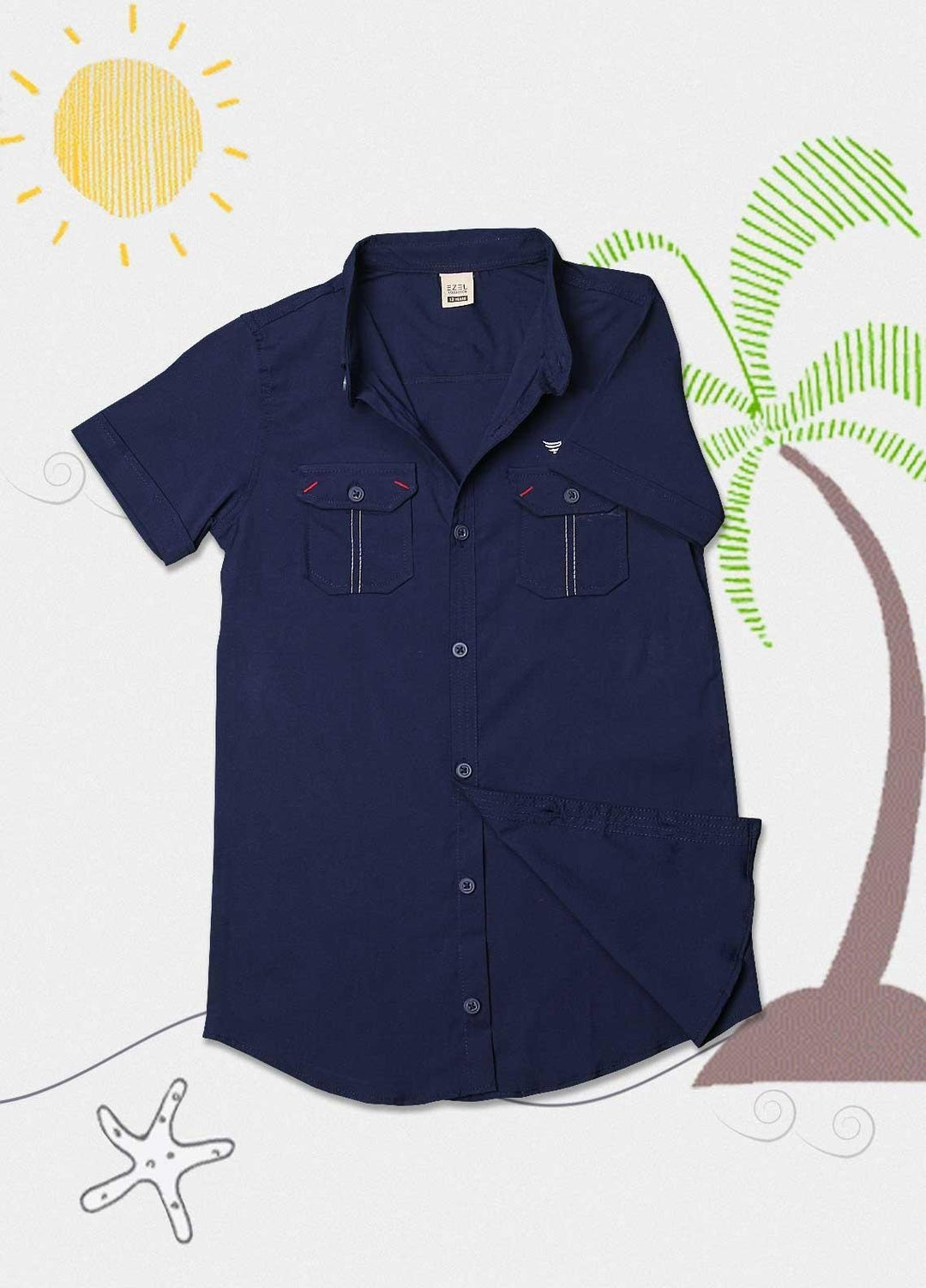 Sanaulla Exclusive Range Cotton Fancy Shirts for Boys -  1013 Navy Blue