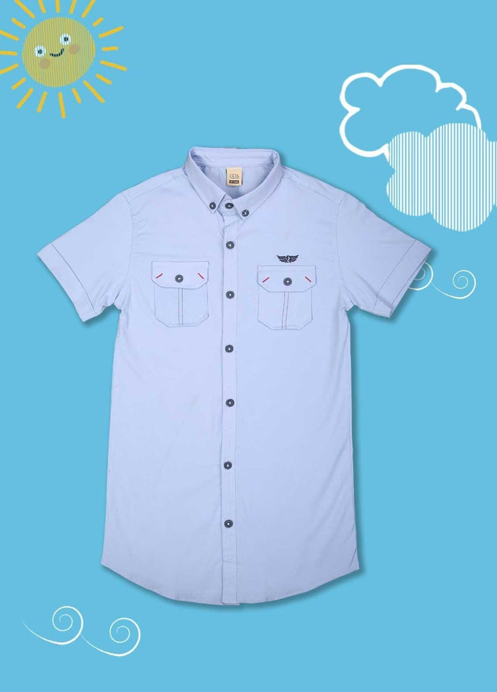 Sanaulla Exclusive Range Cotton Casual Boys Shirts -  1013 Sky Blue