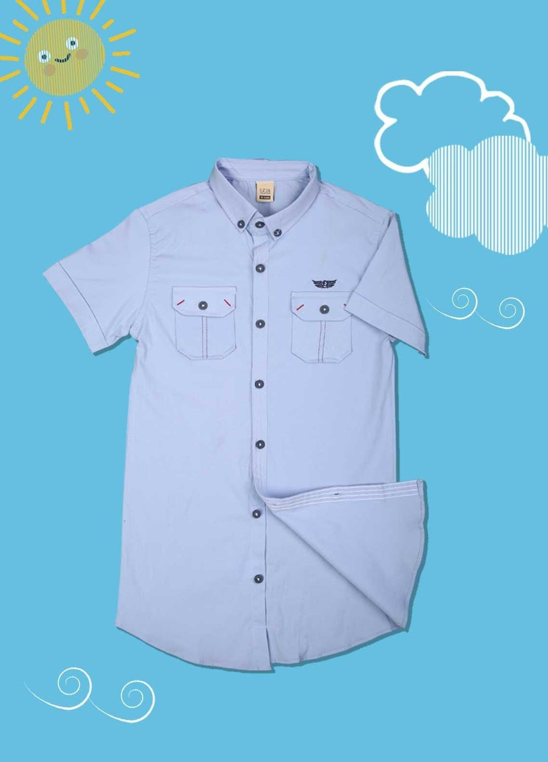 Sanaulla Exclusive Range Cotton Casual Boys Shirts -  1013 Sky Blue