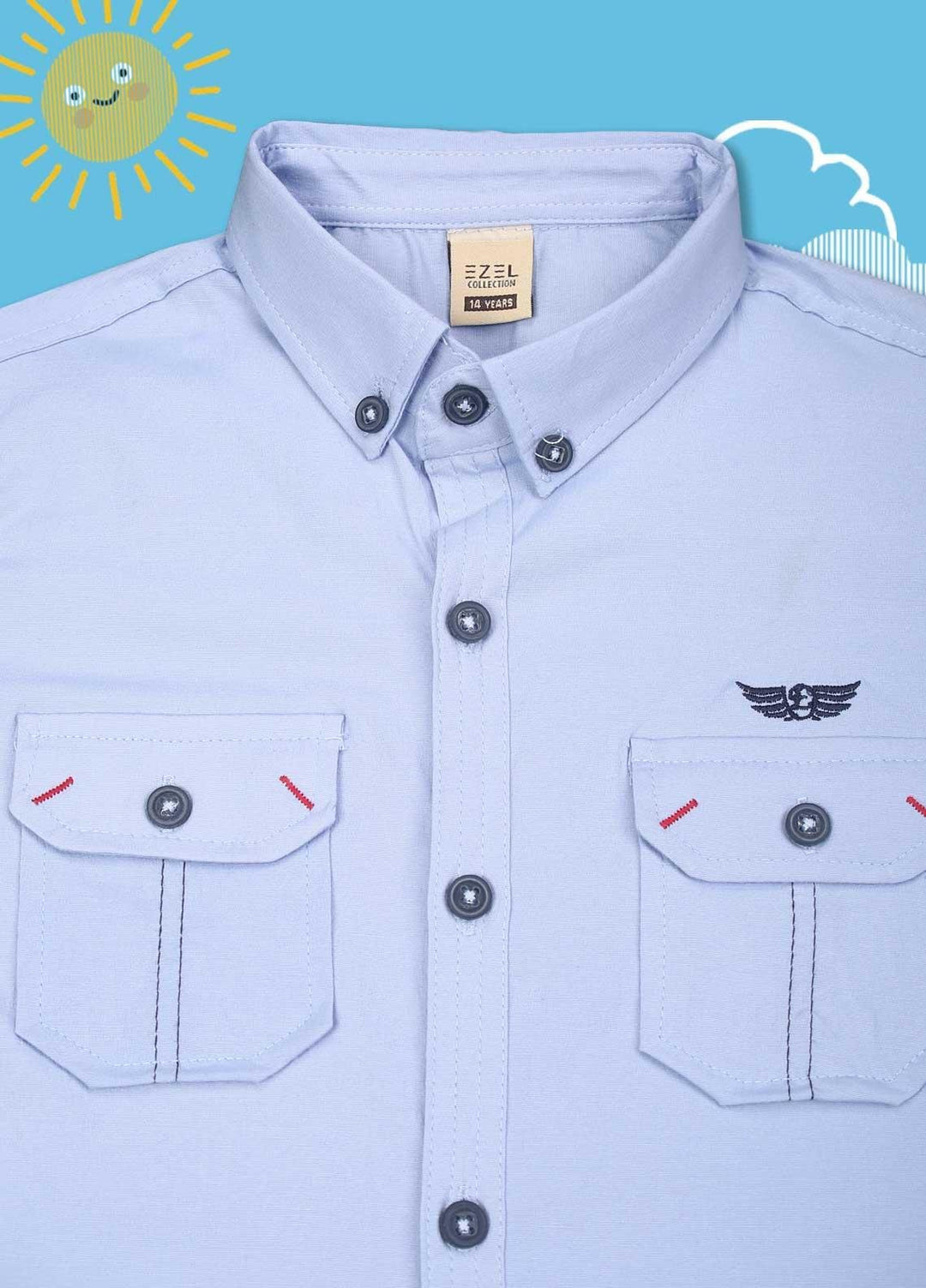 Sanaulla Exclusive Range Cotton Casual Boys Shirts -  1013 Sky Blue